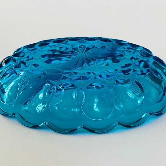 MCM Indiana Glass Blue Oval Divided Dish x 2 - Picture 6 of 14